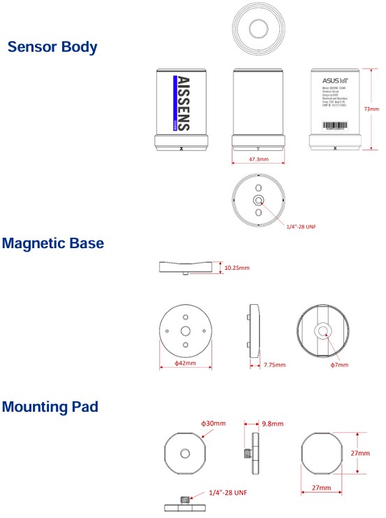 Mechanical Drawing - Asus AISSENS 100AW Vibration Sensor